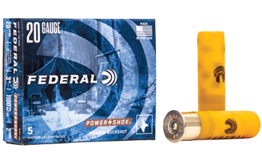 Picture of Federal F2072B Power-Shok Magnum 20Gauge 3" 18Pellets 1 1/4oz 2BuckShot 5 Per Box/50 Case F2072B F207 2B
