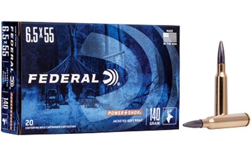 Picture of Federal Federal Power-Shok Rifle Ammo 6.5x55 Swedish 140 gr. Jacketed Soft Point 20 rd. 6555B