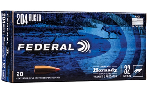 Picture of Federal Varmint & Predator 204Ruger 32gr Hornady V-Max 20 Per Box/10 Case V204VM32