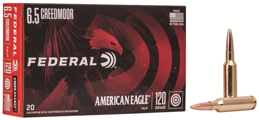Picture of FEDERAL AMERICAN EAGLE AMO 6.5 CREEDMOOR 120GR FMJ 20RD (10 BOX CASE) AE65CRD3