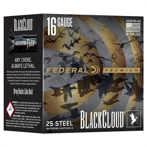 Picture of Federal Black Cloud Waterfowl Shotshells 16ga 2-3/4" 7/8oz 1450fps #4 25/ct PWBX167 4 604544700909