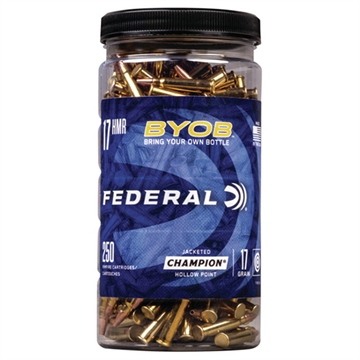 Picture of Federal Champion Training BYOB 17HMR 17gr Speer TNT Jacketed Hollow Point 250 Per Box/8 Case 770BTL250
