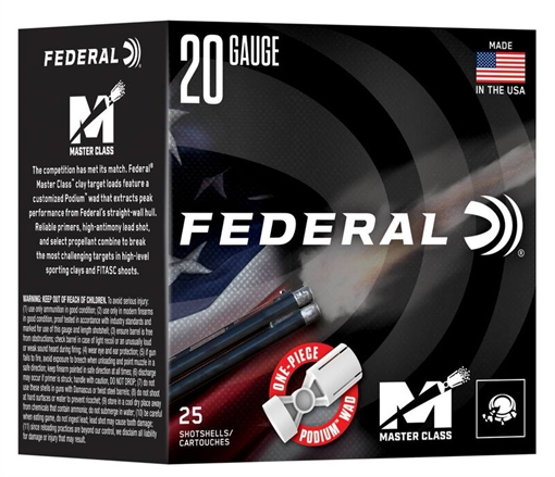 Picture of Federal Master Class Shotshells 20ga 2-3/4" 7/8oz 1250fps #8 25/ct MC224 8 MC2248