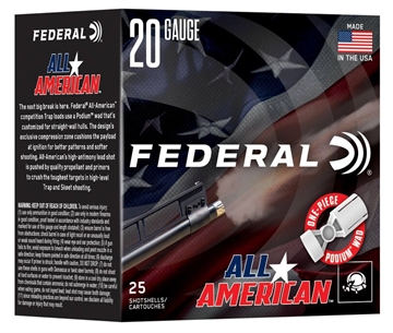 Picture of Federal All American Shotshells 20ga 2-3/4" 7/8oz 1200 fps #7.5 25/ct FAA20 7.5 FAA2075