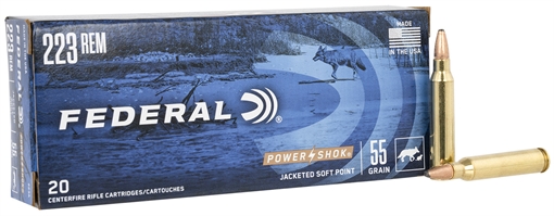 Picture of Federal Federal Power-Shok Rifle Ammo 223 Rem 55 gr. Jacketed Soft Point 20 rd. 223A