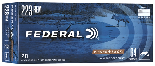 Picture of Federal Power-Shok 223Rem 64gr Jacketed Soft Point 20 Per Box/10 Case 223L