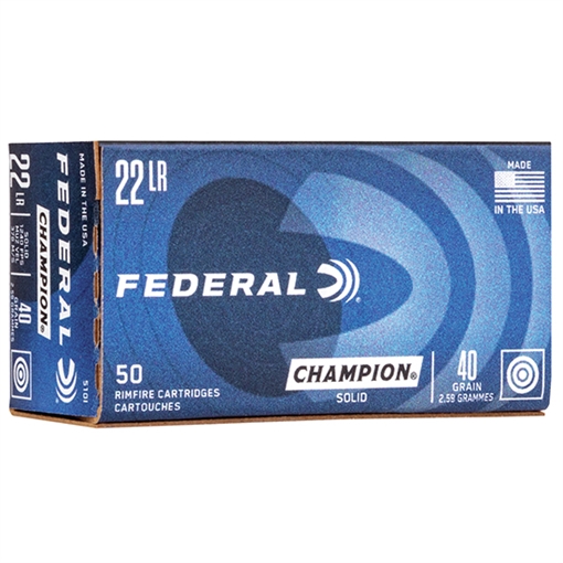 Picture of Federal Champion Training Rimfire 22LR 40gr Lead Round Nose 50 Per Box/100 Case 510