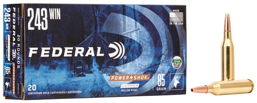 Picture of Federal Power-Shok 243Win 85gr Copper Hollow Point 20 Per Box/10 Case 24385LFA