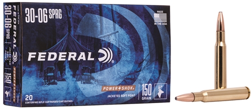 Picture of Federal Federal Power-Shok Rifle Ammo 30-06 Springfield 150 gr Jacketed Soft Point 20 rd 3006A