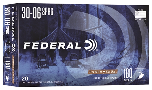 Picture of Federal Power-Shok 30-06Springfield 180gr Jacketed Soft Point 20 Per Box/10 Case 3006B