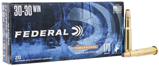 Picture of Federal PowerShok, 30-30, 170 Grain, Jacketed Soft Point, Round Nose, 20 Round Box 3030B