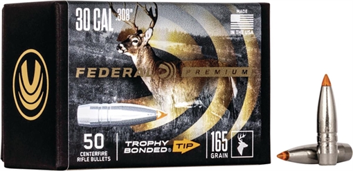 Picture of FEDERAL .308 CALIBER 165GR TROPHY BONDED TIP CB BULLET 50RD PB308TT165