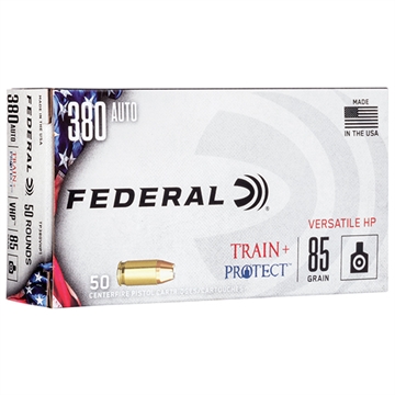 Picture of Federal Train + Protect 380ACP 85gr Versatile Hollow Point 50 Per Box/10 Case TP380VHP1