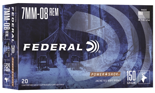 Picture of Federal Federal Power-Shok Rifle Ammo 7mm-08 Rem 150 gr. Jacketed Soft Point 20 rd. 708CS