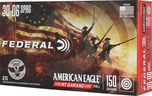 Picture of Federal AE3006USA American Eagle  30-06Springfield 150gr Full Metal Jacket 20 Per Box/10 Case