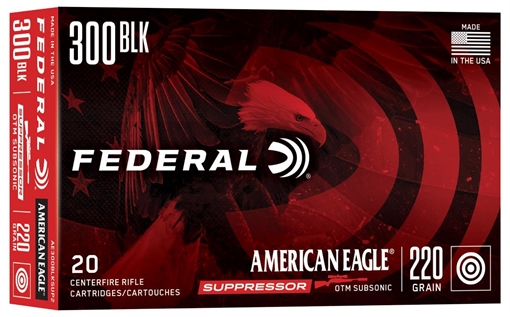 Picture of Federal American Eagle, Suppressor Ammunition, 300AAC Blackout, 220 Grain, Open Tip Match, 20 Round Box AE300BLKSUP2