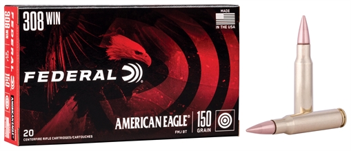 Picture of Federal American Eagle Rifle 308Win 150gr Full Metal Jacket Boat Tail 20 Per Box/25 Case AE308D