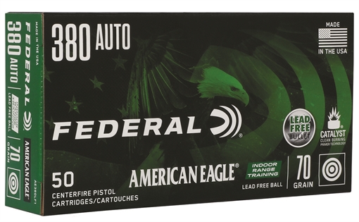 Picture of Federal American Eagle Indoor Range Training 380ACP 70gr Lead Free IRT 50 Per Box/10 Case AE380LF1