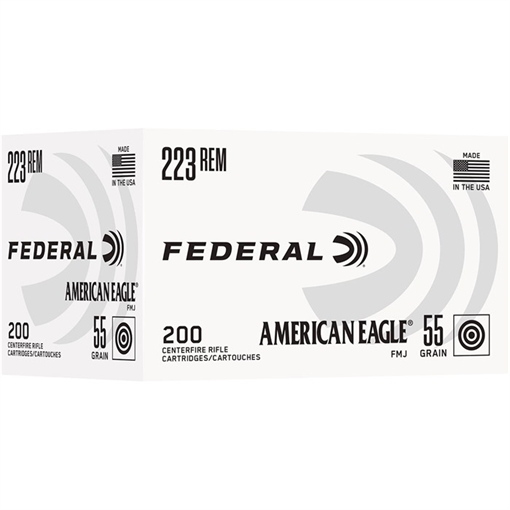 Picture of Federal American Eagle Rifle Ammunition .223 Rem 55gr FMJ 3240 fps 200/ct AE223C