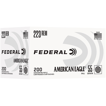 Picture of Federal American Eagle Rifle Ammunition .223 Rem 55gr FMJ 3240 fps 200/ct AE223C