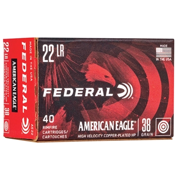 Picture of Federal American Eagle, 22LR, 38 Grain, Hollow Point Copper Plated, High Velocity, 40 Round Box AE22 AE 22