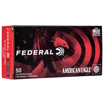 Picture of Federal American Eagle Handgun 32ACP 71gr Full Metal Jacket 50 Per Box/20 Case AE32AP