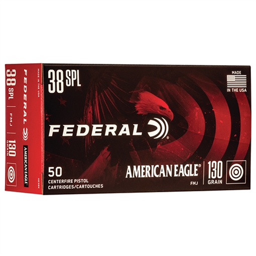 Picture of Federal American Eagle Handgun 38Special 130gr Full Metal Jacket 50 Per Box/20 Case AE38K