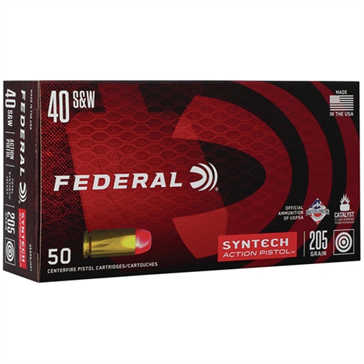 Picture of Federal American Eagle Syntech Action Pistol 40S&W 205gr Total Syntech Jacket Flat Nose 50 Per Box/10 Case AE40SJAP1