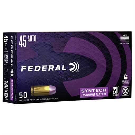 Picture of Federal American Eagle, Syntech Training Match, 45ACP, 230 Grain, Total Synthetic Jacket, 50 Round Box AE45SJ2
