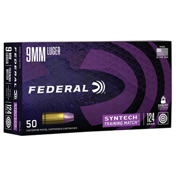 Picture of Federal Syntech Training Match 9mmLuger 124gr Total Syntech Jacket Flat Nose 50 Per Box/10 Case AE9SJ4