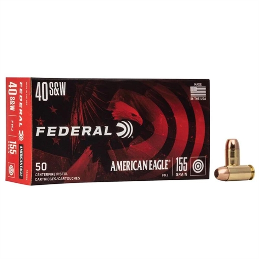 Picture of Federal American Eagle Handgun Ammunition .40 S&W 155 gr FMJ 1160 fps 1000/ct AE40R2 CASE