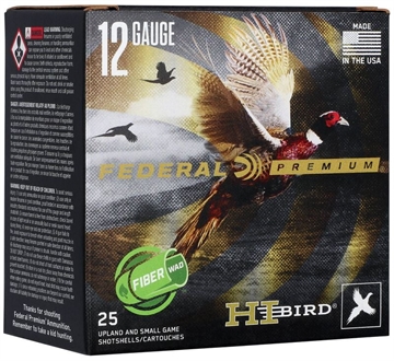 Picture of Federal Hi-Bird Fiber Wad Shotshells 12ga 2-3/4" 1-1/4oz 1330fps #4 25/ct HVF12HW 4 HVF12HW4