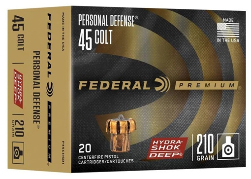 Picture of Federal Hydra-Shok Deep Handgun Ammunition .45 Colt 210 gr JHP 913 fps 20/ct P45CHSD1