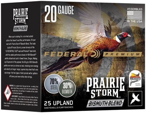 Picture of Federal Prairie Storm Bismuth Blend Shotshells 20ga 3" 1oz 1400 fps #4&5 25/ct PFBX207 45 PFBX20745