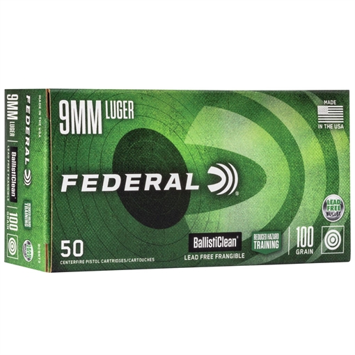 Picture of Federal BallistiClean Reduced Hazard Training 9mmLuger 100gr Lead Free Frangible 50 Per Box/20 Case BC9NT3