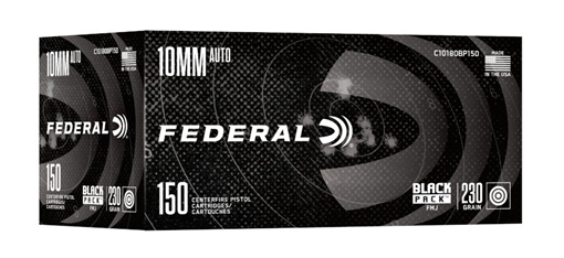 Picture of FEDERAL BLACK PACK 10MM AUTO 180 GRAIN FULL METAL JACKET 1200 FPS  150RD  C10180BP150
