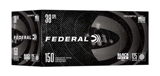 Picture of FEDERAL BLACK PACK 38 SPECIAL 125 GRAIN FULL METAL JACKET 865 FPS  150RD  C38125BP150