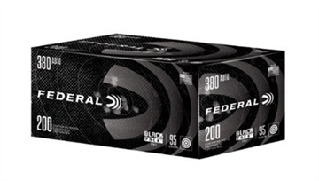 Picture of FEDERAL BLACK PACK 380 AUTO 95 GRAIN FULL METAL JACKET 945 FPS  200RD  C38095BP200