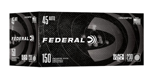 Picture of FEDERAL BLACK PACK 45 ACP 230 GRAIN FULL METAL JACKET 830 FPS RD  C45230BP150