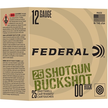 Picture of FEDERAL 12GA 2 3/4 IN MAX 9 PELLET 00 BUCKSHOT 1325 FPS 25 F12BK25 00 F12BK25 00 F12BK2500