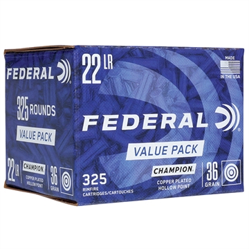 Picture of Federal Champion Training Value Pack 22LR 36gr Copper Plated Hollow Point 325 Per Box/10 Case 725