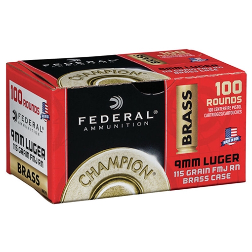 Picture of Federal Champion Training 9mm Luger 115 gr Full Metal Jacket (FMJ) 100 Bx/ 5 Cs WM51991