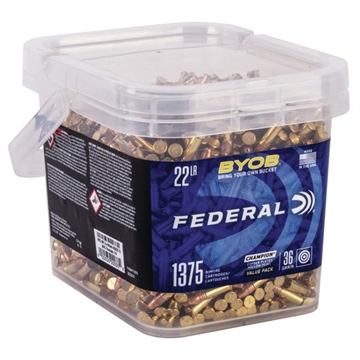 Picture of Federal BYOB, Rimfire Bucket, 22 LR, 36 Grain, Copper Plated Hollow Point, 1,375 Rounds Per Bucket, 2 Buckets Included 750BKT1375