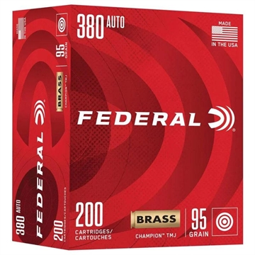 Picture of Federal Champion Training Handgun Ammunition 380 Auto 95gr FMJ 980 fps 200/ct C38095A2