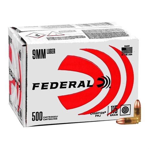 Picture of Federal Champion Training 9mmLuger 115gr Full Metal Jacket 500rds *Bulk Package C9115A500
