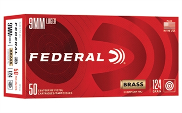 Picture of Federal Champion Training Handgun Ammunition 9mm Luger 124gr FMJ 1090 fps 50/ct C9124A