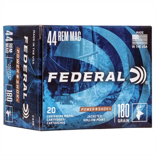 Picture of Federal Power-Shok Handgun 44RemMag 180gr Jacketed Hollow Point 20 Per Box/25 Case C44B