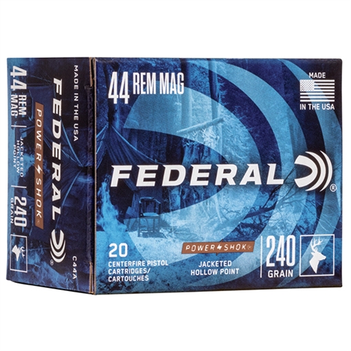 Picture of Federal Power-Shok Handgun 44RemMag 240gr Jacketed Hollow Point 20 Per Box/25 Case C44A