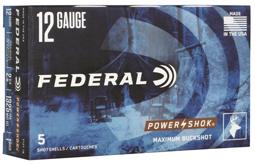 Picture of Federal Power-Shok Buckshot 12 ga 2-3/4" 16 Pellets 1325 fps #1B 5/ct F127 1B F1271B