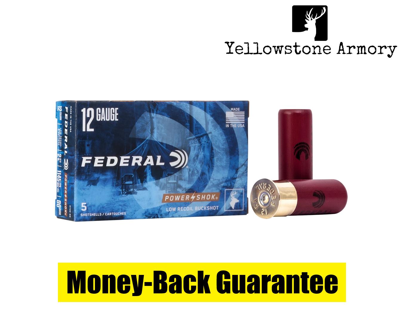 00b Shell Federal FEDERAL POWER SHOK LOW RECOIL 12GA 2.75'' 9 PEL #00B 5/BX H132 ...